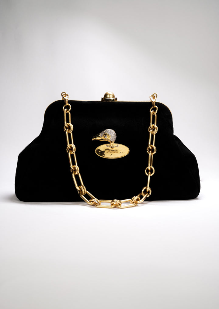 Vulgur Vulture Black Suede Bag