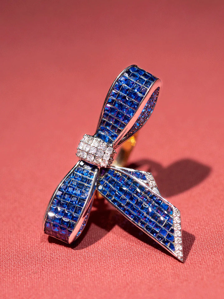 Rubiks Blue Bow Ring